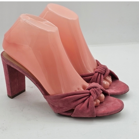 Veronica Beard Women’s Ganita Knot-Front Slides Size 9 Pink Suede Sandals - Picture 13 of 13